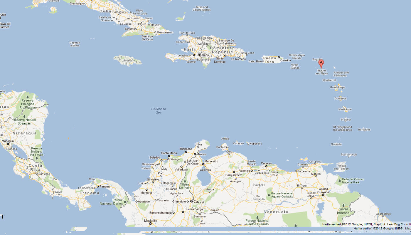 map of Saint Kitts and Nevis caribbean